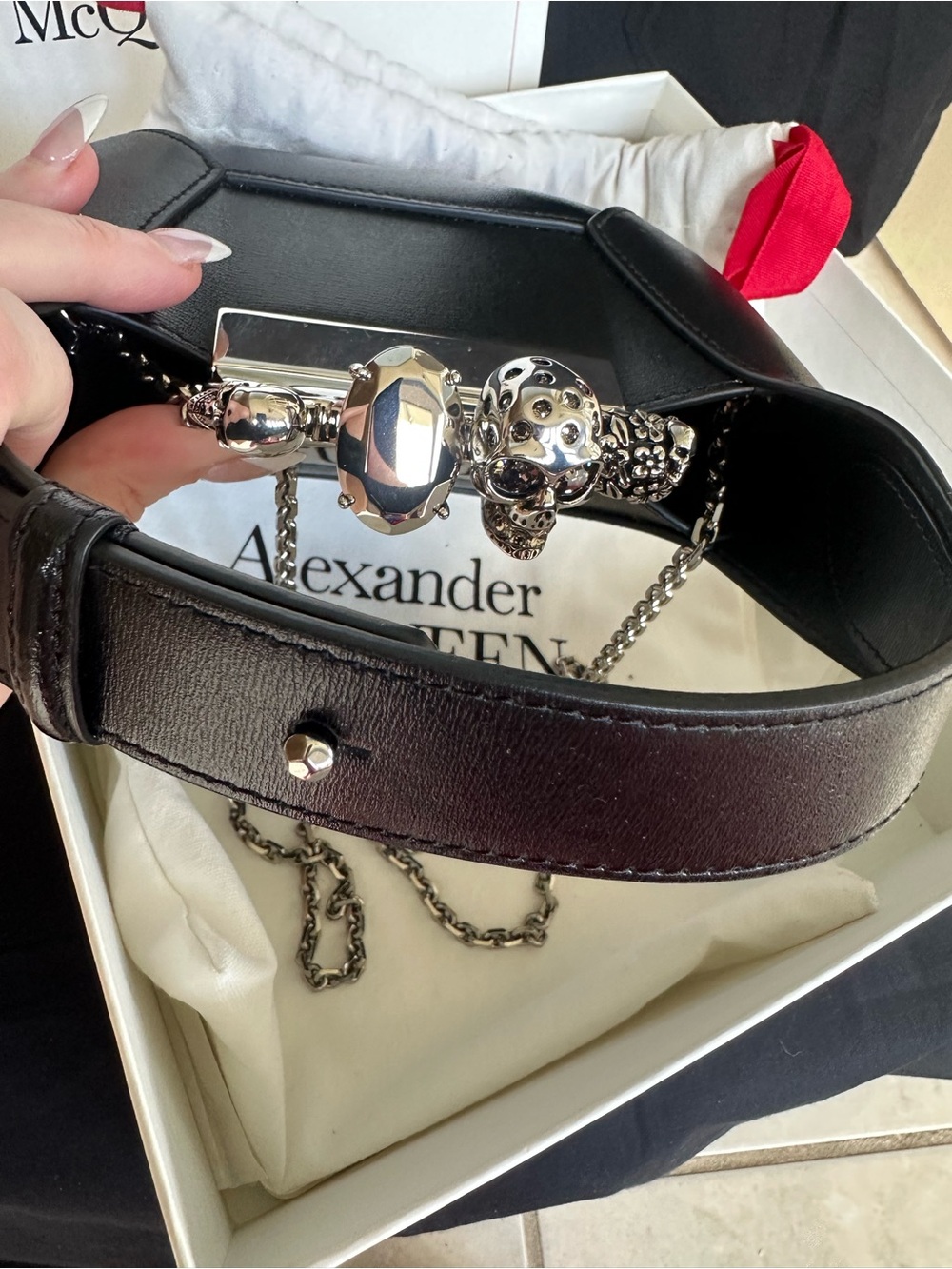 ✨Giftable✨- Alexander McQueen Black Leather Mini Knuckle-Top Shoulder/Crossbody✨ - Picture 13 of 14